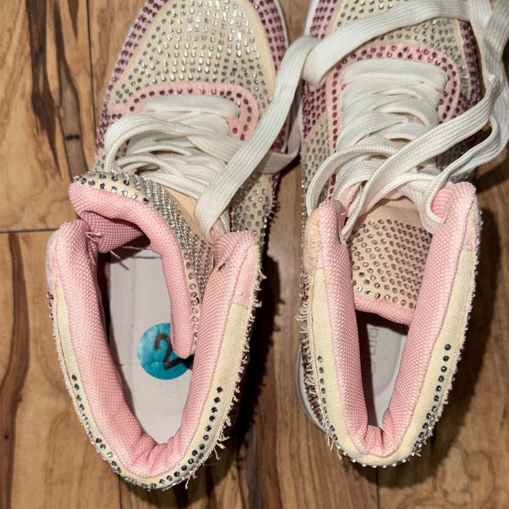 Sparkling Pink and Cream Kids High-Top Sneakers - Picture 4 of 4